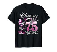 Cheers to 75 Years Old Wedding Anniversary 75th Birthday T-Shirt