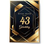 Cheerset Carte d'anniversaire pour homme ou femme, grand format A4 21 x 30 cm, avec beaucoup d'espace pour écrire, enveloppe incluse (43 ans)