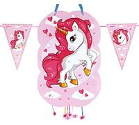 CHEERSET Piñata Licorne + Guirlande 2m - Piñata Anniversaire Enfant Licorne Rose - Décoration anniversaire - Piñata grande licorne (Rose)