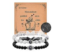 CheersLife 2 Pcs Bracelet Couple Cadeau Couple Je t'aime pour Hommes Femmes et de l'Amoureuse Cadeau Femme Petite Petite Fille Cadeaux Saint-Valentin Mari Femme Anniversaire