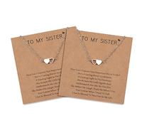 CheersLife 2 Pièces Soeurs Colliers Bijoux Pour Correspondre Au Coeur Meilleur Ami Amitié Distance Bestie Collier Ensemble Soeurs Cadeaux De Soeur Pour Filles Femmes Cadeaux D'anniversaire
