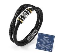 CheersLife 3 Couches Cadeau pour Homme Bracelet Homme Cuir Tressé À MON PAPA Amour Pour Toujours Fermoir Magnétique Cadeau Pour Papa Bracelet Pour Papa Cadeau Anniversaire Homme Cadeau pour NoëLES