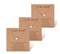 CheersLife 3 Pièces Soeurs Colliers Bijoux Pour Correspondre Au Coeur Meilleur Ami Amitié Distance Bestie Collier Ensemble Soeurs Cadeaux De Soeur Pour Filles Femmes Cadeaux D'anniversaire