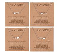 CheersLife 4 Pièces Soeurs Colliers Bijoux Pour Correspondre Au Coeur Meilleur Ami Amitié Distance Bestie Collier Ensemble Soeurs Cadeaux De Soeur Pour Filles Femmes Cadeaux D'anniversaire