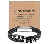 CheersLife a Mon Fils Cadeau Bracelet Homme Cuir Tressé Et Acier Inoxydable Avec Fermoir Reglable Bracelet pour Homme Bijoux Homme Cadeau Fils Mari Petit Ami Anniversaire