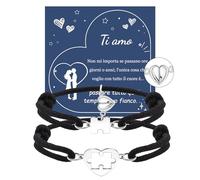 CheersLife Bracelet Couple Amoureux pour 2 Saint Valentin Bracelet Couple Cadeau Pour Couple Bracelet Commun Couple Je t'aime Cadeau Couple Cadeau Couple Noel Distance Réglable Bracelet MagnétiqueIT