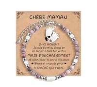 CheersLife Bracelet Future Maman Cadeau Enceinte Femme Idee Cadeau Fete des Meres Maman Jeune Grossesse Original Bijoux Femme Perles Anniversaire Idée Cadeaux Bébé à Naître pour Nouvelle Mere 4MM