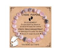 CheersLife Bracelet Future Maman Cadeau Enceinte Femme Idee Cadeau Fete des Meres Maman Jeune Grossesse Original Bijoux Femme Perles Anniversaire Idée Cadeaux Bébé à Naître pour Nouvelle Mere