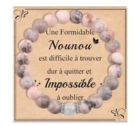 CheersLife Bracelet Nounou Original Pierres Naturelles Cadeau pour Nounou, Femme, Bohème, Argent, 7.2 inches, Acier inoxydable