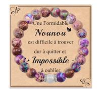 CheersLife Bracelet Pierres Naturelles pour Nounou - Idée Cadeau Original Noel Femme Anniversaire Violette