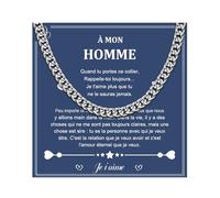 CheersLife Cadeau Amoureux pour Homme Collier Homme Cadeau pour son Copain Mari Collier Cubana À Mon Homme Cadeau Anniversaire Noel Homme Original Cadeau Saint Valentin pour Lui Chaine Homme 22 Pouces