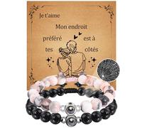 CheersLife Cadeau Couple Bracelet Couple Amoureux Pour 2 Cadeau Noel Saint-Valentin pour Copain Homme Petit Ami Petite Amie Mari Femme Fiançailles