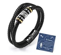 CheersLife Cadeau Homme Bracelet Homme Cuir Bracelet Couple Cadeau Anniversaire pour Papa Grand Pere Mari Copain Couple Fils Ado Je T'aime - Amour D