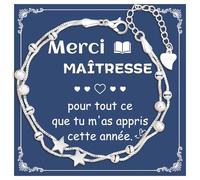 CheersLife Cadeau Maitresse D'École,Cadeau Maitresse D'École Fin D'année,Cadeau Professeur,Merci Maitresse Cadeau Personnalisé Maitresse Cadeau Maitresse Noel,Maitresse Bracelet Cadeaux Les Étoiles