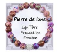 CheersLife Cadeau pour Femme Bracelet Pierres Naturelles Femme Original Cadeau Ado Fille Cadeaux Noel Femme Cadeau Anniversaire Bracelet Cadeau pour Mamie Maman Sœur Amie Collègues Nounou Violette