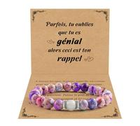 CheersLife Cadeau pour Femme Bracelet Pierres Naturelles Original Cadeau Ado Fille Cadeaux Noel Femme Anniversaire Bracelet Cadeaux pour Mamie Maman Sœur Amie Collègues Violette
