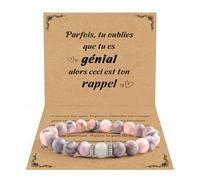 CheersLife Cadeau pour Femme Bracelet Pierres Naturelles Original Cadeau Ado Fille Cadeaux Noel Femme Anniversaire Bracelet Cadeaux pour Mamie Maman Sœur Amie Collègues Rose