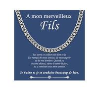 CheersLife Cadeau pour Mon Fils Collier Homme Cadeau Anniversaire Homme Original Cadeaux Garcon Ado Collier pour Fils Cubana Acier Inoxydable - 18 Pouces
