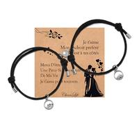 CheersLife Cadeau Saint Valentin Bracelet Couple Amoureux pour 2 Bracelet Aimanté Bijoux Couple Aimanté