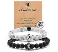 CheersLife Cadeau Saint Valentin Pour Homme Bracelet Couple À L'Âme Sœur Bracelet Couple Amoureux pour 2 Cadeau Couple Amoureux St Valentin Bracelet Marraine Cadeau Couple Anneau de Cœur2PCS