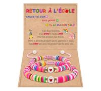 CheersLife Retour À L'École Bracelet Mère Fille Correspondant Coeur Bracelet Set De 2 Maman Et Mes Bijoux Fille Et Garçon Cadeau Pour Le Premier Jour D'École Cadeau Rentrée Maternelle
