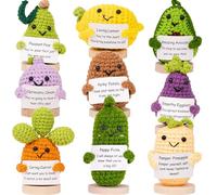 Cheerspace Lot de 9 légumes au crochet pour pommes de terre en vrac et soutien émotionnel avec support fait à la main pour décoration d'encouragement - bureau, collège, collègue, ami