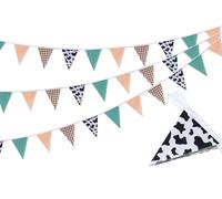 Cheerupp Bannières Fanions Triangle Imprimé Vert et Brun, 3 Pièces - 14,6 m. Fanions Tissu Vache pour Décoration Ferme Anniversaire Mariage Baby Shower Intérieur/Extérieur