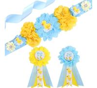 Cheerupp Duck Baby Shower Kit Sash Maternité - Bleu jJune Duck Baby Shower Ventre Ceinture Et Maman à être & Papa à être Pins Corsage, Nouveaux Parents Grossesse Accessoires Photo Fournitures De Fête