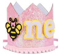 Cheerupp Girls Year One Bee Birthday Hat, Bumble Bee Year One Birthday Crown Hat Thème Premier Anniversaire Fête D'anniversaire Décoration Fournitures