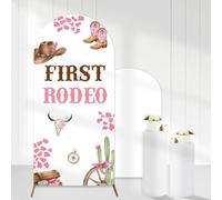 Cheerupp Housse de toile de fond en élasthanne pour première arche de rodéo de cowgirl - 1,8 m - Rose et marron - Housse de support pour photo de 1er anniversaire de fille