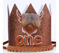 Cheerupp No.1 Highland Bull Fille Et Garçon Chapeau D'anniversaire, Highland Bull No.1 Chapeau D'anniversaire Cowboy Crown Thème Premier Anniversaire Fête D'anniversaire Décoration Fournitures