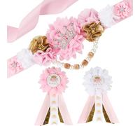 Cheerupp princesse Baby Shower Kit Sash Maternité - Rose Et or Princesse Baby Shower Ventre Ceinture Et Pins Corsage, Nouveaux Parents Grossesse Accessoires Photo Fourniture De Fête