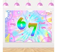 Cheerupp Toile de fond colorée pour 7e anniversaire 91 x 152 cm avec inscription I Was 6 Now I'm 7 Birthday - Bannière colorée pour décoration de fête d'anniversaire
