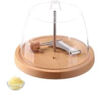 Cheese Curler Flower Maker Wheel Slicer, Cheese Curler Flower Maker Wheel Slicer With Lid, Handheld Rotary Cheese Curler Wood Base For Cheeses Wheel Or Chocolate (With lid)
