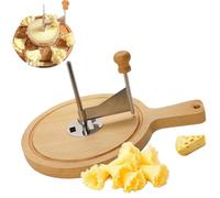 Cheese Curler Wheel - Stainless Steel Cheese Shaver, Cheeses Curler Flower Maker Wheel Slicer, Handheld, Wood Base, for Home, Restaurants, Cafes, And Dessert Shops (Handhold)