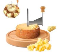 Cheese Curler Wheel - Stainless Steel Cheese Shaver, Cheeses Curler Flower Maker Wheel Slicer, Handheld, Wood Base, for Home, Restaurants, Cafes, And Dessert Shops (Basic)