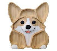 Cheese Display Tray - Puppy Inspired Snack Board for Gatherings | Natural Bamboo with Construction, Divided Compartments, Bread Meat Appetizer Platter for Home Events, 7.87x7.87x0.94 inch