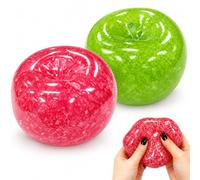 Cheese Squishy Squishy Pomme, Boule à Presser à Rebond Zéro avec Forme Réaliste de Pomme, Doux Jouet Sensoriel à Écraser pour Adultes, Quotidien & Bureau, Rouge + Vert