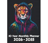 Cheetah 10 Year Monthly Planner: Large 120 Month Sunday to Saturday Calendar | Gift For People Who Love Safari Animals, Cat Lovers | Ideal for ... and Busy Individuals | 8.5 x 11 Inches | v9