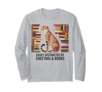 Cheetah Face pour Femmes, Guépard, Imprimé, Livres, Nerds Cheetah Manche Longue
