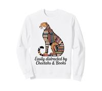 Cheetah Face pour Femmes, Guépard, Imprimé, Livres, Nerds Cheetah Sweatshirt