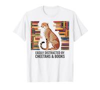 Cheetah Face pour Femmes, Guépard, Imprimé, Livres, Nerds Cheetah T-Shirt