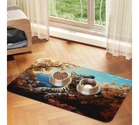 Cheetah is in The Tree Tapis de nourriture pour animaux de compagnie 43,7 x 30 cm absorbant et antidérapant en cuir synthétique avec fond en caoutchouc et fond en caoutchouc à séchage rapide