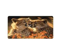Cheetah Love Sous-main de bureau avec base en caoutchouc imperméable et antidérapante Grand tapis de souris de jeu étendu 82,6 x 30,9 cm Grand tapis de souris pour bureau, maison, ordinateur portable