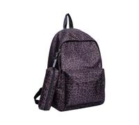 Cheetah Print Bookbag Small P urse Attached Zipper Closure Bag, Coffee | Cheetah Backpack Shoulder Bag fo r Men Women Teen Girls Students Boys Travelers College Classes Casual Weekend