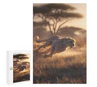 Cheetah Running in Grassland Puzzle 1000 Pièces Educa Jouet en Bois Cadeau Unique Décoration Intérieure Jeu Éducatif Challenge Toy Adultes Et Enfants À Partir De 14 Ans 1000 PCS