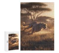 Cheetah Running in Grassland Puzzle 1000 Pièces Educa Jouet en Bois Cadeau Unique Décoration Intérieure Jeu Éducatif Challenge Toy Adultes Et Enfants À Partir De 14 Ans 300 PCS