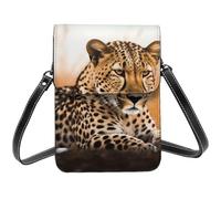 Cheetah Waiting For An Opportunity Petit sac à bandoulière pour femme Sac à main pour téléphone portable Sac portefeuille en cuir PU avec bandoulière