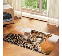 Cheetah Waiting for an Opportunity Tapis d'alimentation pour animal domestique 30 x 45 cm, tapis absorbant pour gamelle d'eau et de nourriture, en cuir PU, tapis imperméable à séchage rapide, sans
