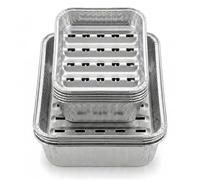 Chef Aid Barquettes Aluminium pour Barbecue Lot de 10 petits plats 10x14 et 14x21 cm Perforés pour cuisson uniforme adaptés pour viande poisson légumes et accompagnements